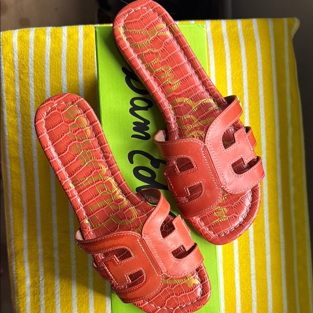 Stylish Orange Slide Sandals by Sam Edelman!